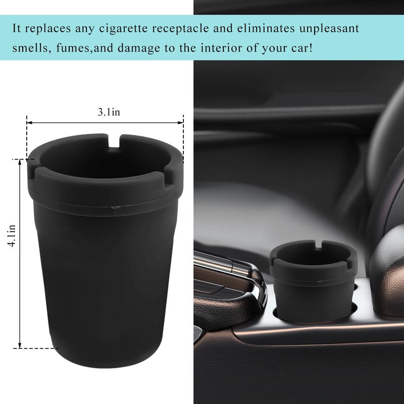 NYTKL Car Ashtray, Plastic Portable Smokeless Self-Extinguishing Vehicle Cigarette Trash Can Ash Tray, Universal Windproof Butt Bucket Ash Holder Organizer for Car Cup Holder (2 PCS Black) - Image 2